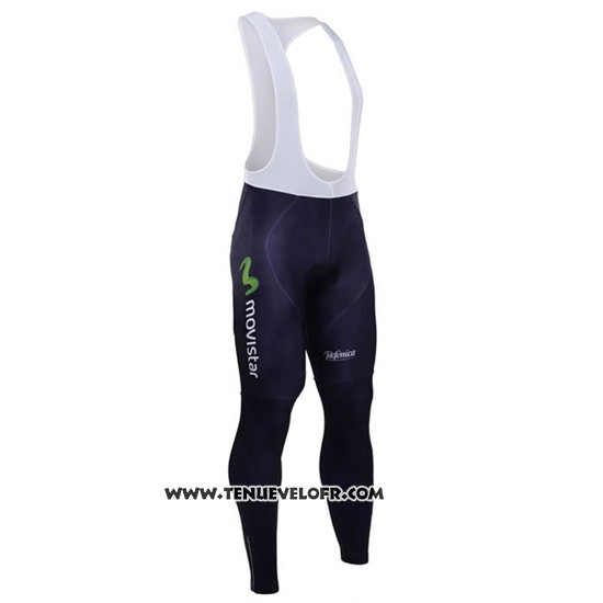 2016 Maillot Ciclismo Movistar Blanc et Bleu Manches Longues et Cuissard